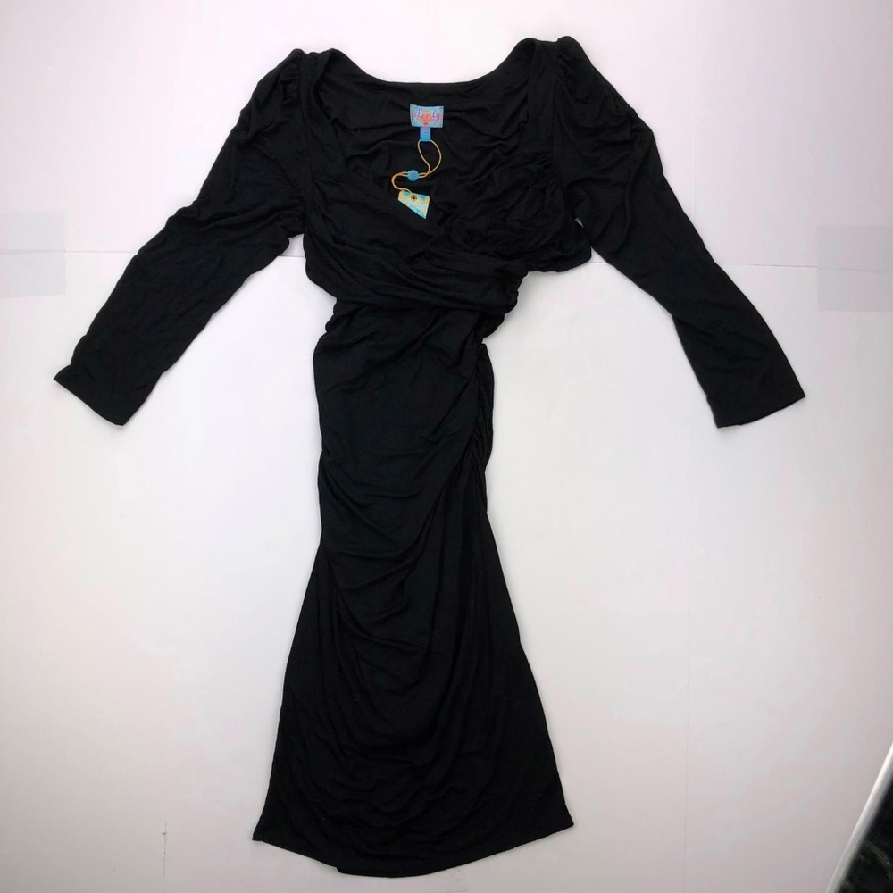 Plenty Women's M Black Side Ruched Bodycon Dress